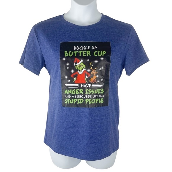 The Grinch who Stole Christmas "Buckle Up Butter Cup" Crew Neck Tee Shirt Sz XL - Picture 1 of 7
